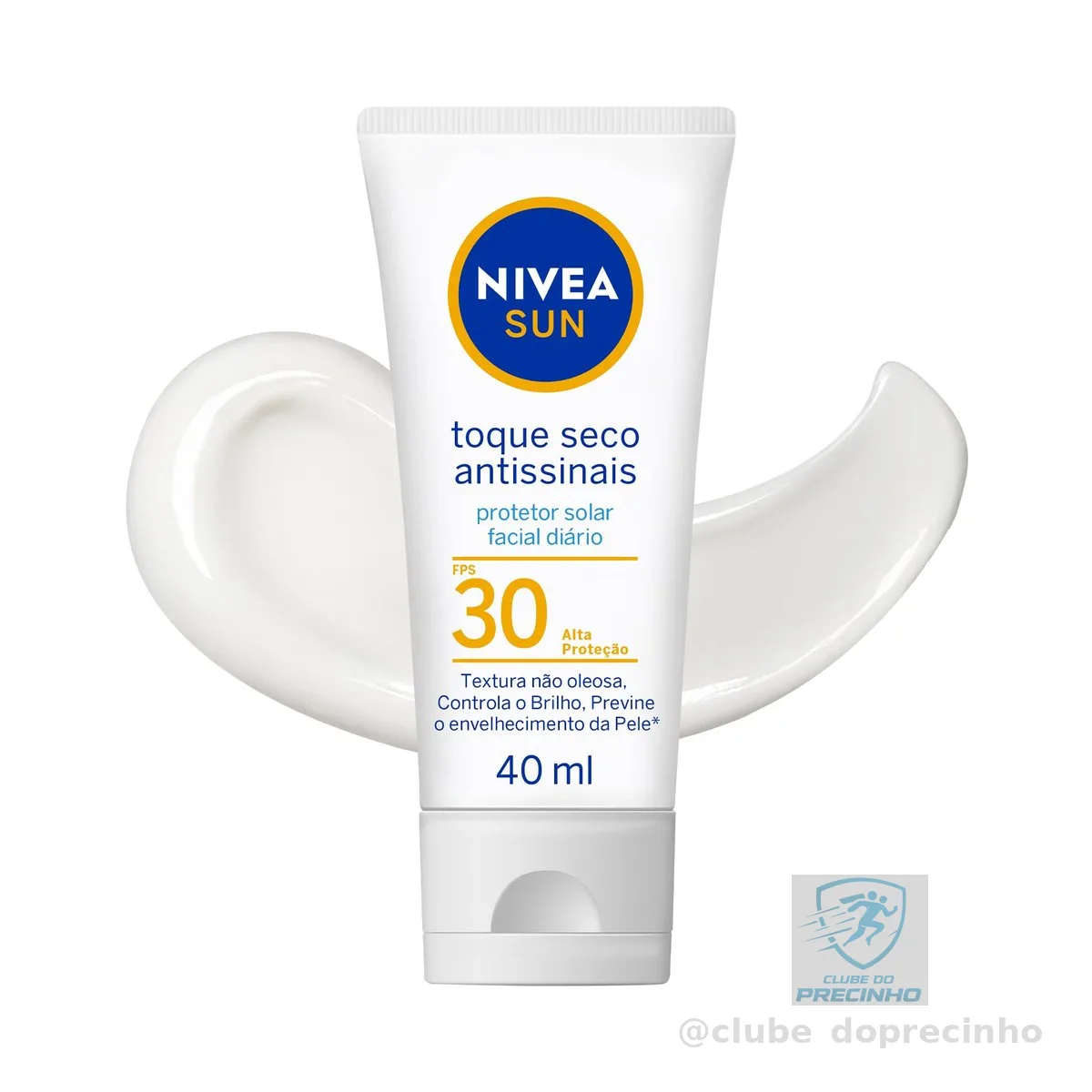 NIVEA SUN Protetor Solar Facial Toque Seco Antissinais FPS30 40ml, Alta Proteção UVA/UVB, Controla a Oleosidade, Previne Envelhecimento, Textura Leve
