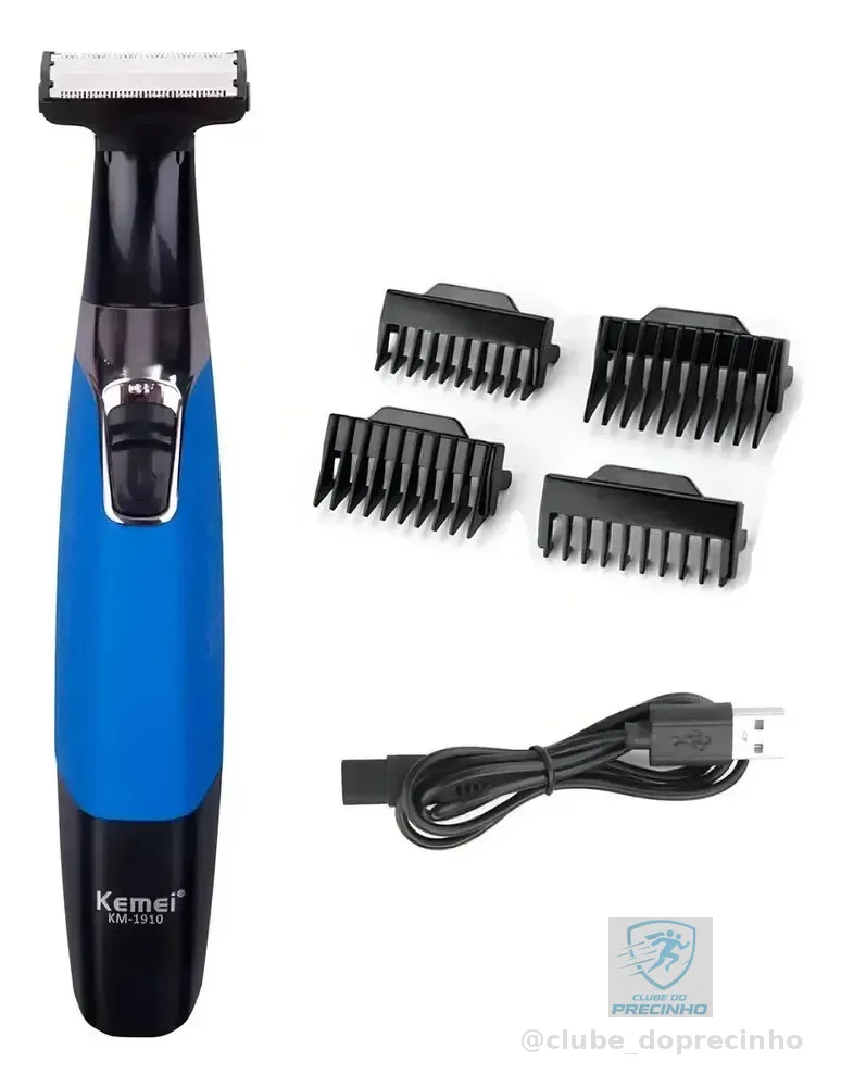 Kemei Barbeador Eletrico 1910 Removedor Pelos Intimo Mas Fem Azul