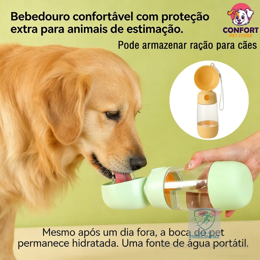 Garrafa de água portátil para animais de estimação com 400ml, ideal para levar água e comida ao seu pet durante viagens