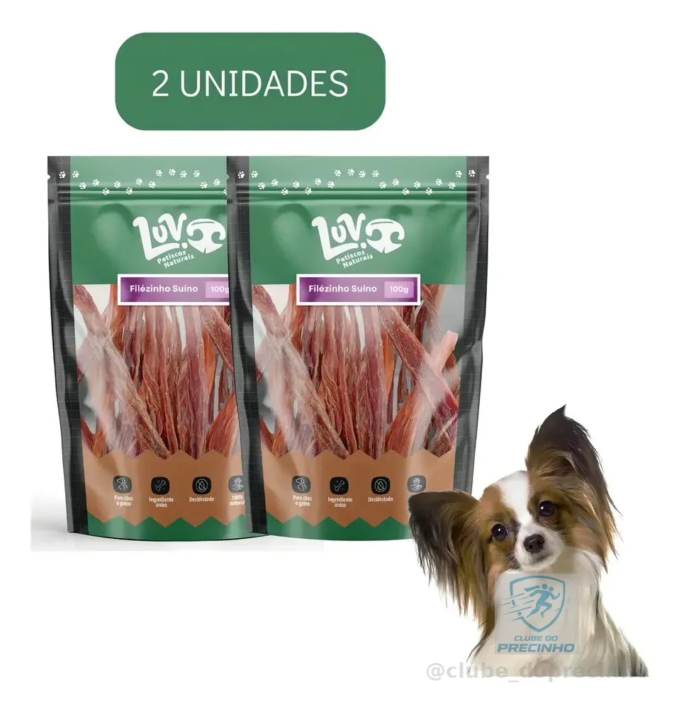 Kit 2un Petisco Natural Pet Luv Filezinho Suíno Desidratado