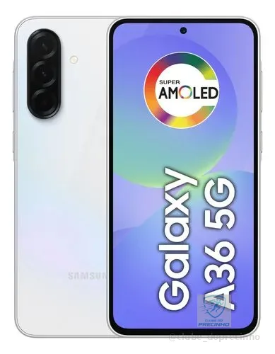 Smartphone Samsung Galaxy A36 5G 128GB 6GB RAM Câmera Tripla de até 50MP Selfie de 12MP IP67 Super AMOLED 6.7'' NFC Recursos AI Android e Segurança Snapdragon - Branco