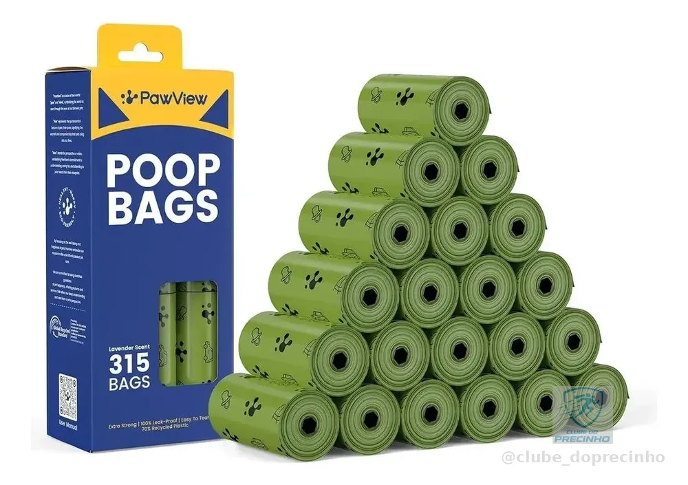 Pawview 21 Rolos Refil Cata Caca Coco Pet Biodegradável Verde