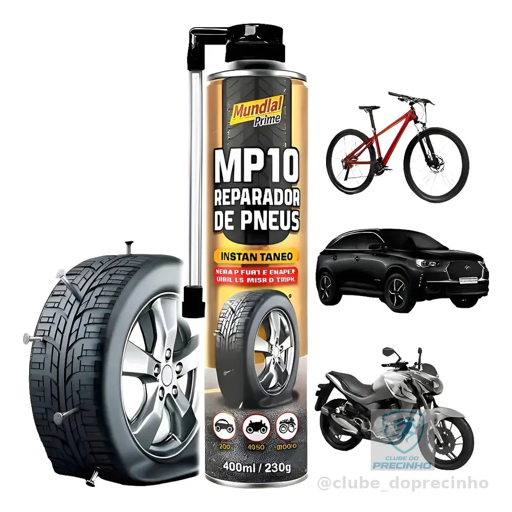 Spray Reparador De Pneu Furado Mp10 400ml Carro/caminhão