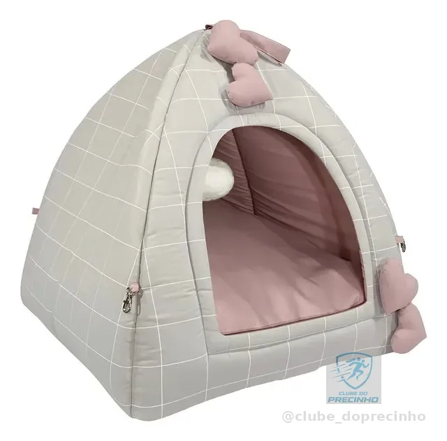 Cama Toca Iglu Pet Luxo Almofada Lavável De Fibra Siliconada