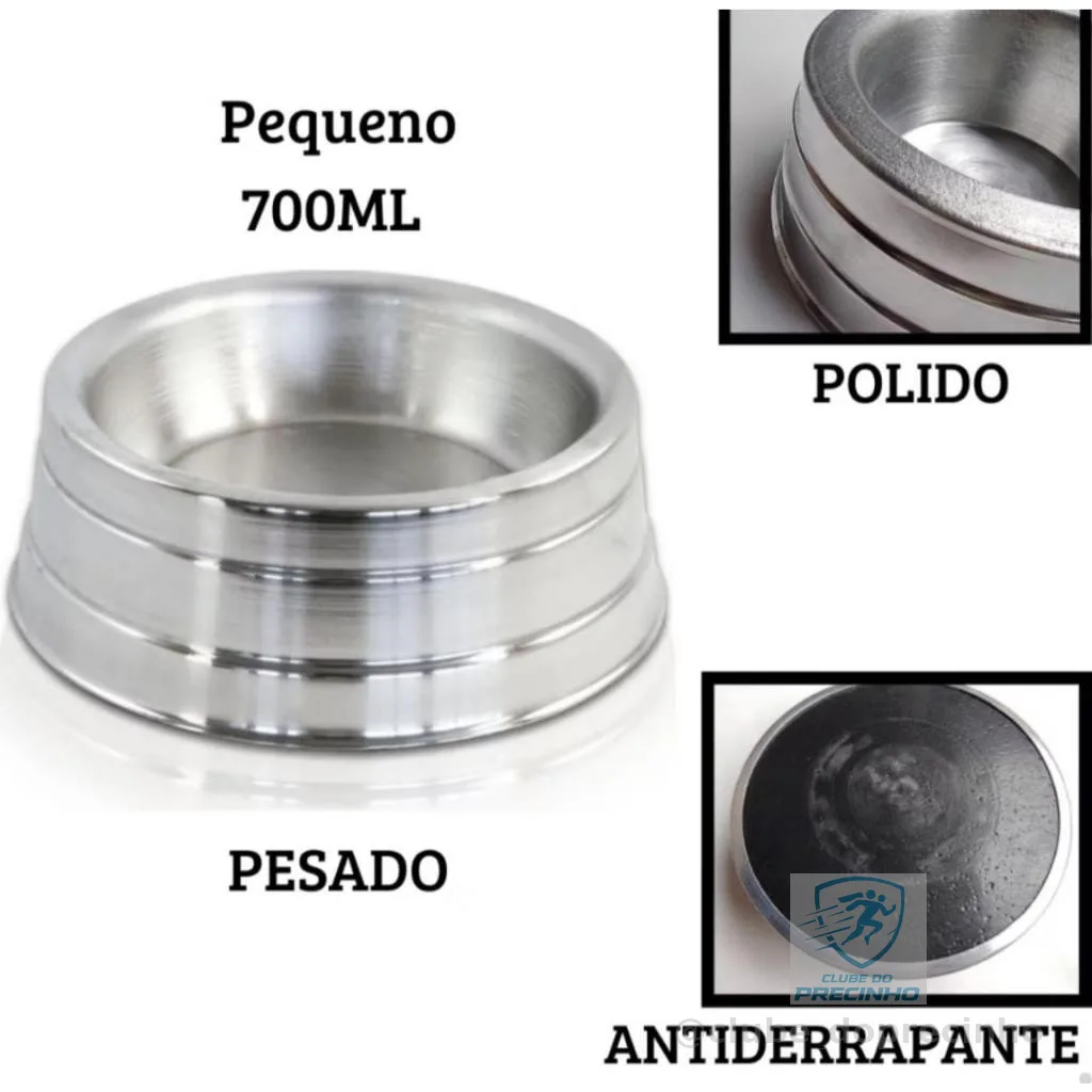 Comedouro ou Bebedouro de Alumínio Pesado Antiderrapante Para Cães e Gatos