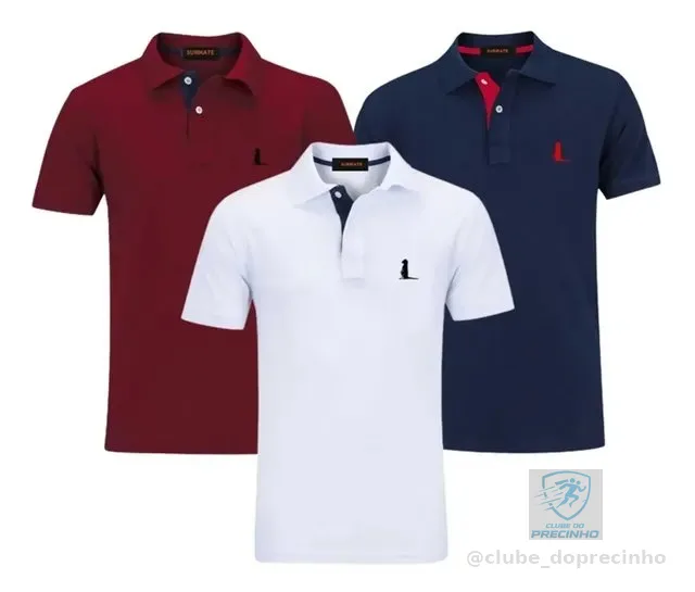 Kit 3 Camisas Gola Polo, Original Camisetas Blusas Qualidade