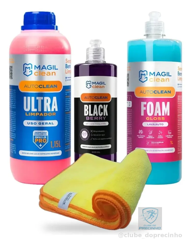 Kit Limpeza Automotiva Completo Magil Clean Lava Auto E Apc