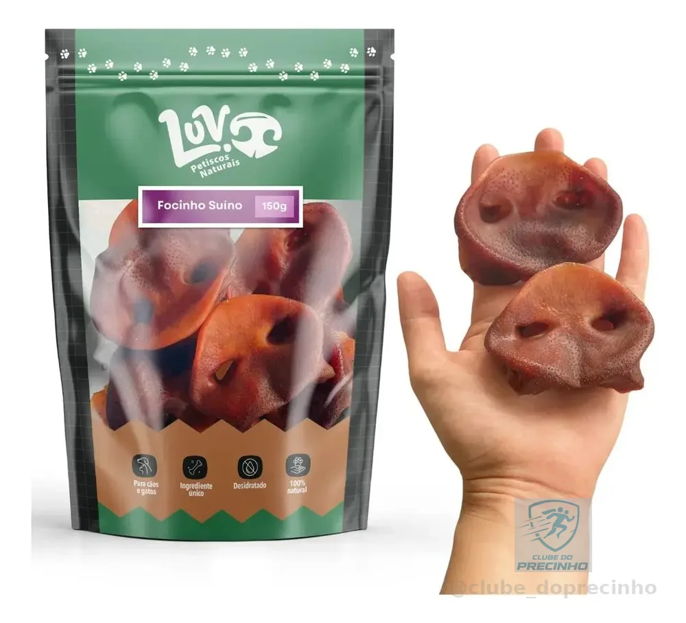 Petisco Focinho Suino Natural Desidratado Para Cães - 150g