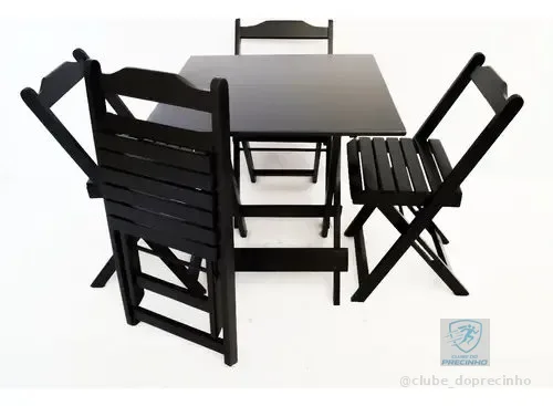 Mesa 70x70 + 4 Cadeiras Dobráveis Passa Perto