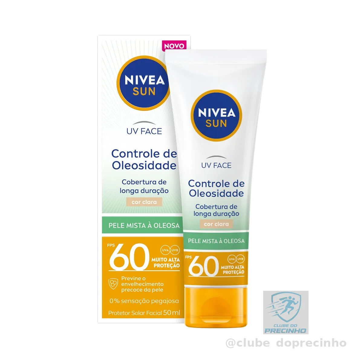 NIVEA SUN Protetor Solar Facial UV Face Controle de Oleosidade Cor Clara FPS 60 50ml, Muito Alta Proteção UVA/UVB, Cobertura de Longa Duração, Efeito Matte, Cuidado Diário