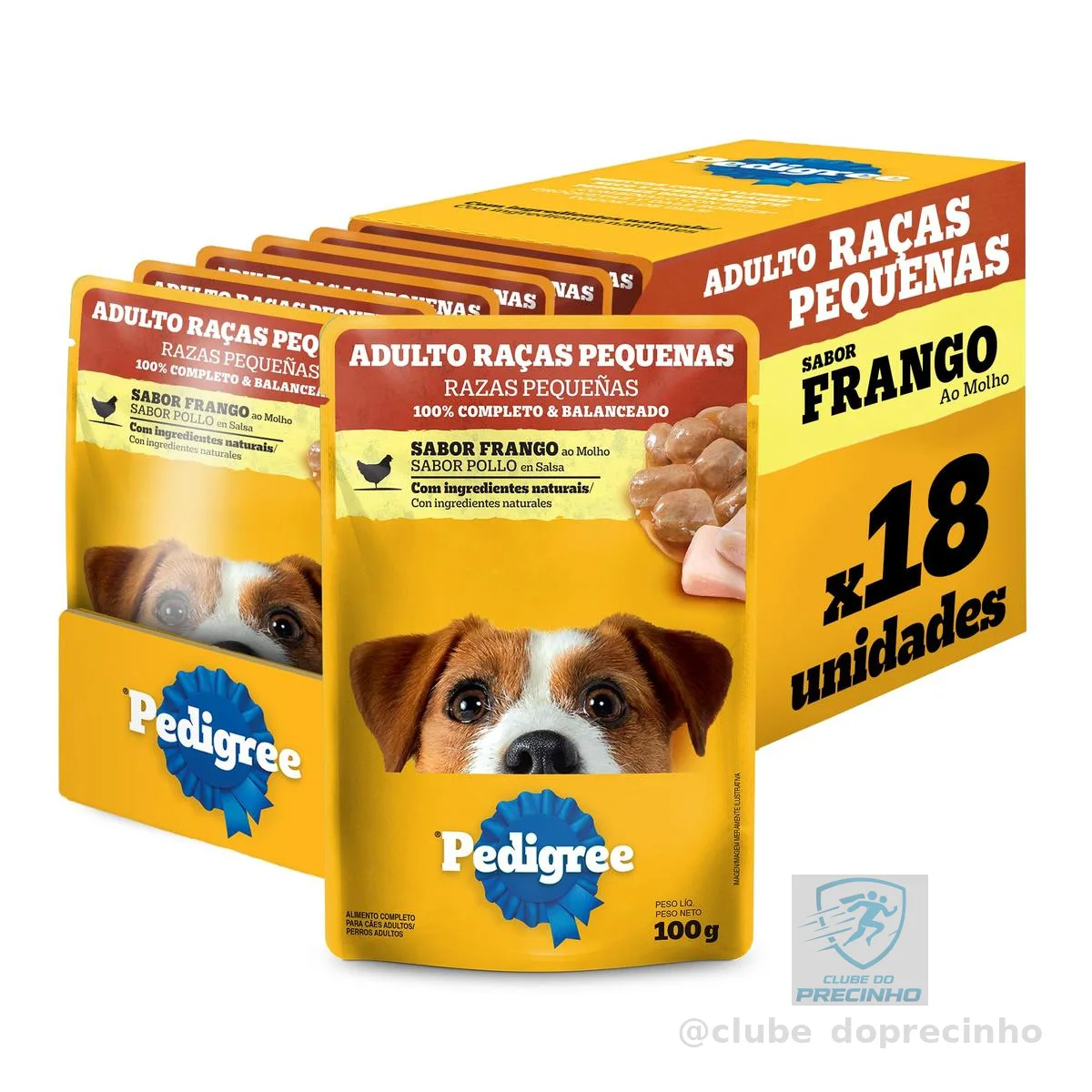 Pack Ração Úmida Pedigree Sachê Frango ao Molho para Cães Adultos de Raças Pequenas 100 g - 18 unidades