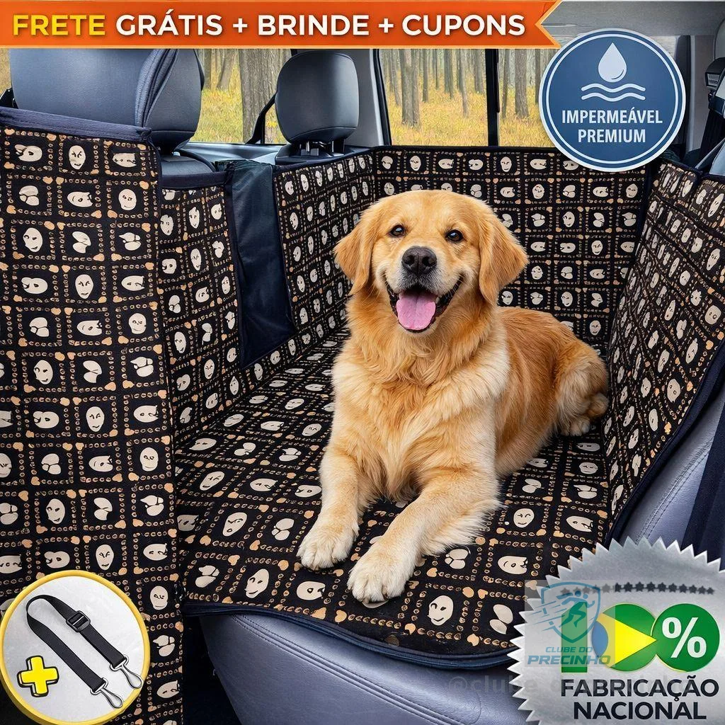 Capa Protetora Banco Carro Transporte Pet | Impermeável Resistente | Cachorro Gato | Cinto Segurança