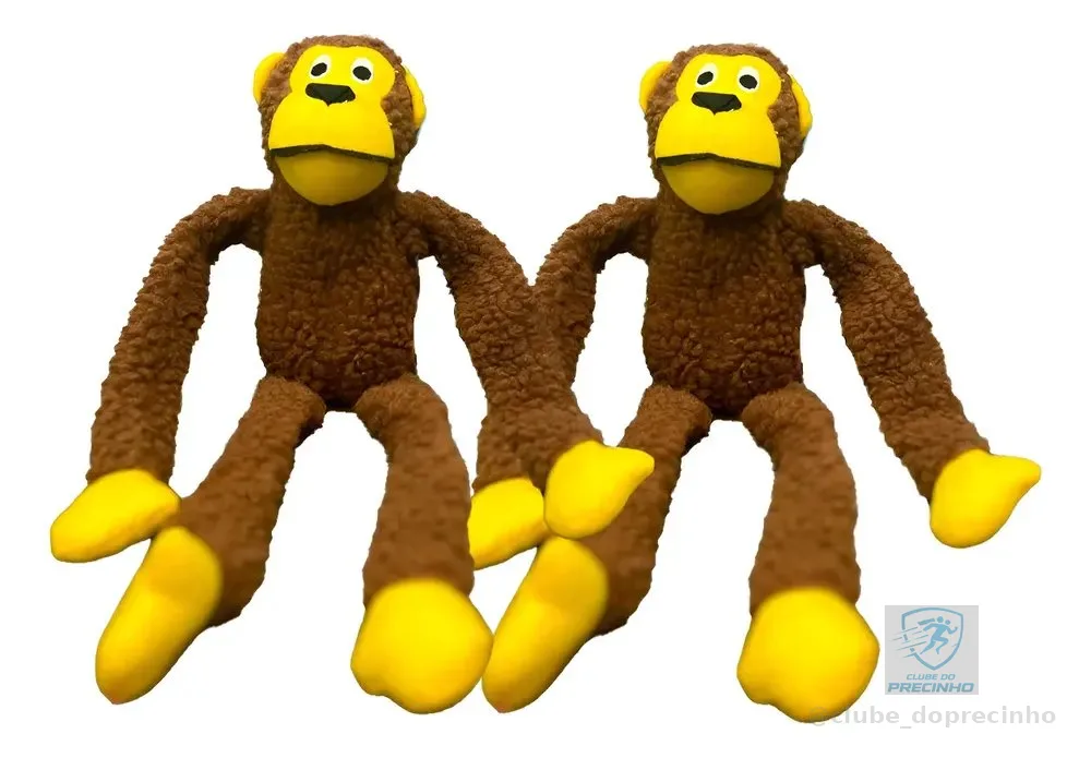 Kit 2 Brinquedo Cachorro Pelúcia Macaco 40 Cm Com Apito