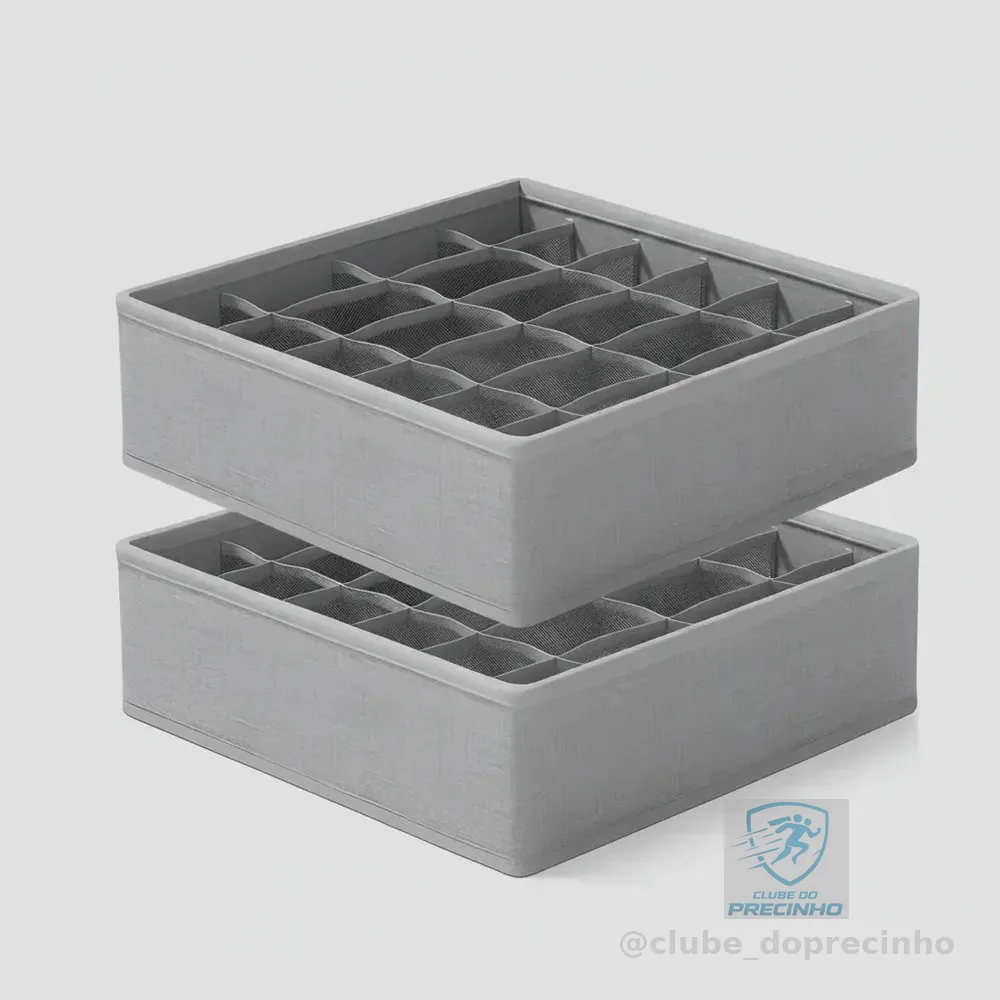 Kit 2 Organizadores de Gaveta 24 Nichos Colmeia Dobrável para Meias Cuecas Calcinhas Lingeries Roupas Íntimas Organizador Multiuso Compacto Premium