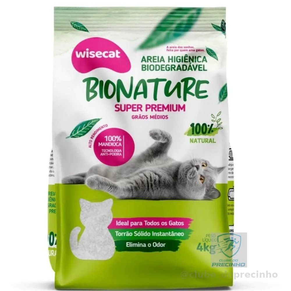 Bionature Areia Higiênica para Gatos Biodegradável Wisecat 4kg