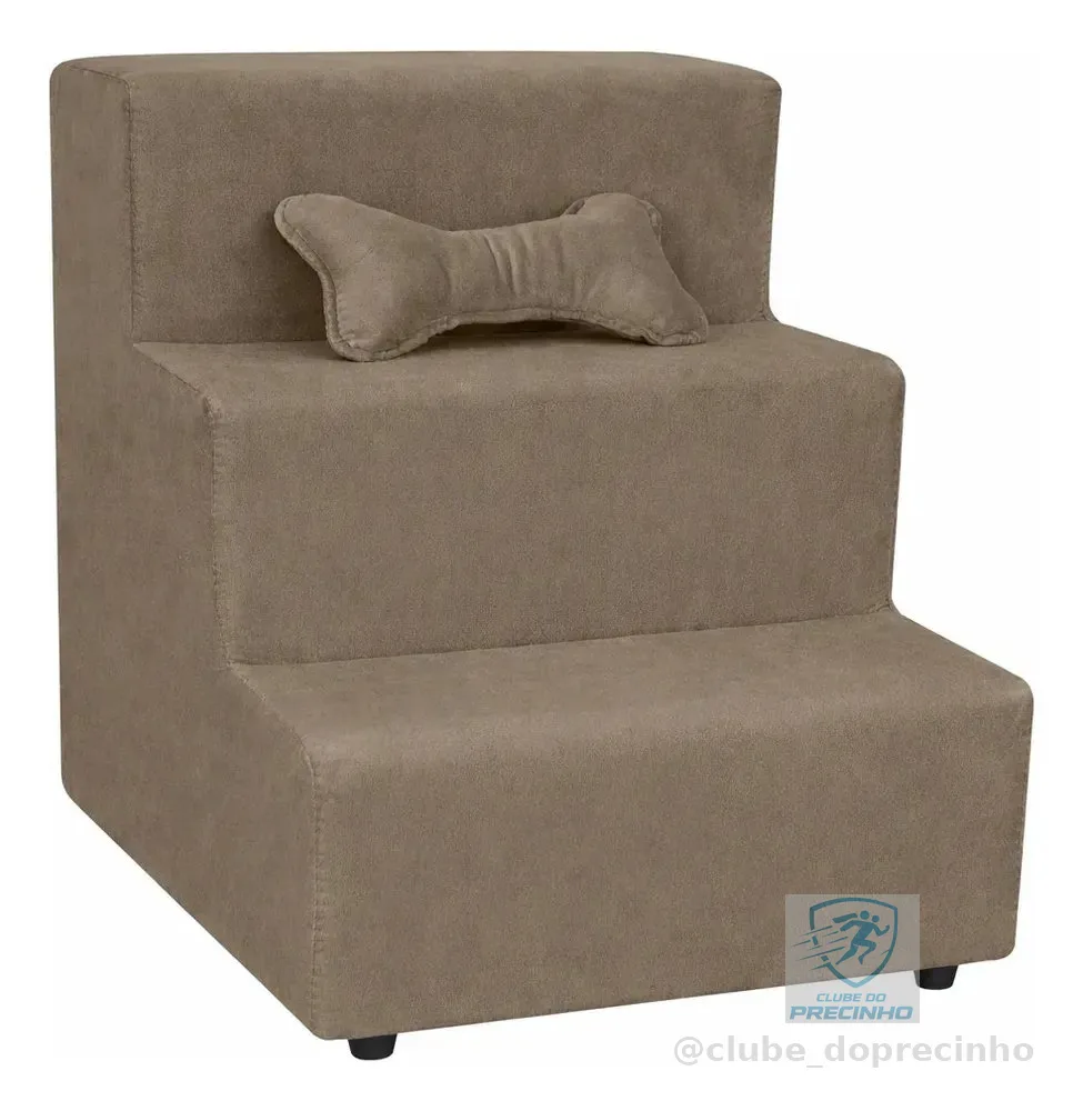 Escada Escadinha Para Pet 3 Degraus Osso Cor Cappuccino Capuccino Unico