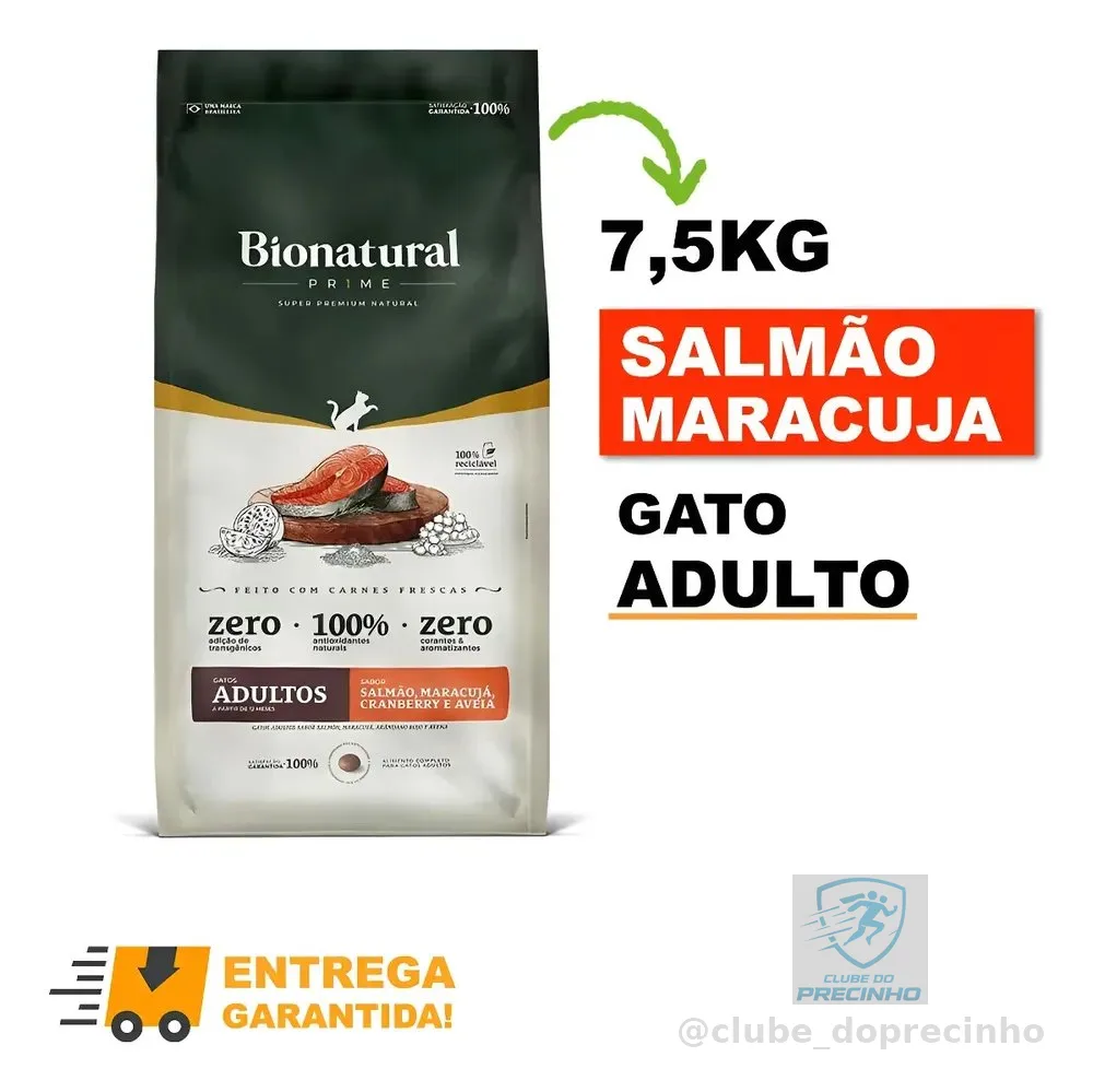 Ração Seca Bionatural Salmão Gatos Adultos 7,5kg