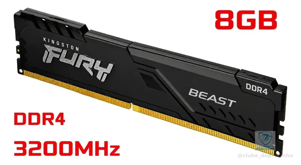 Memoria RAM Fury Beast 8GB DDR4 3200mhz KF432C16BB/8 Cor Preto