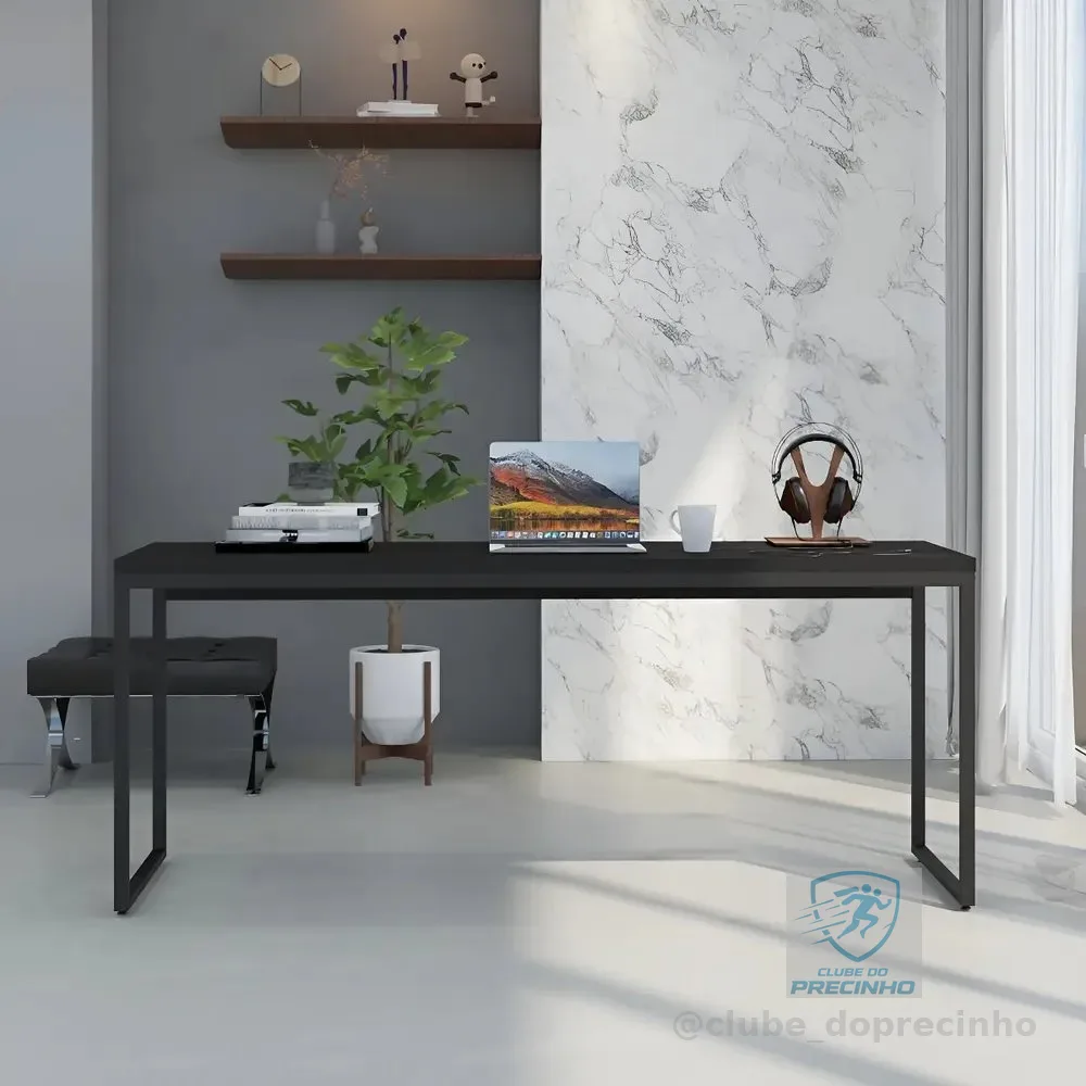 Mesa Para Escritório Diretor 1,80m Dynamica Cor Preto Ônix / Est.Preta