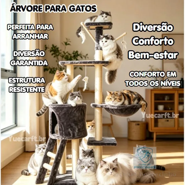 1Arranhador para Gatos 5 Andares com Brinquedos | Casa Torre para Gatos Arranhar e Brincar | Confortável casinha de gato