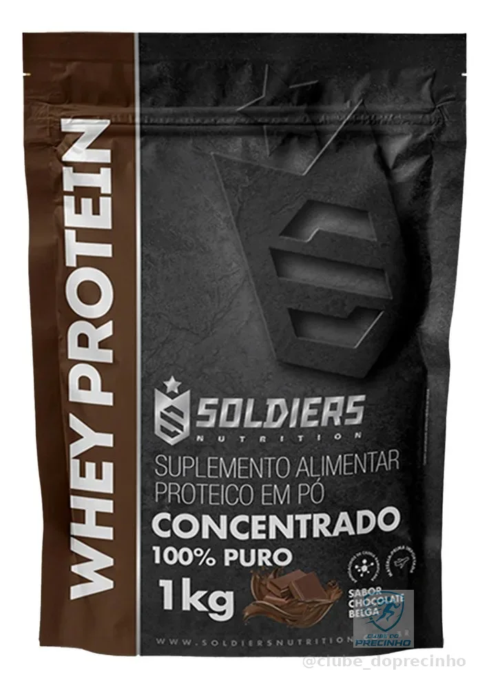 Whey Protein Concentrado 1kg Sabor Chocolate Belga Soldiers Nutrition Rico em Proteína Treino