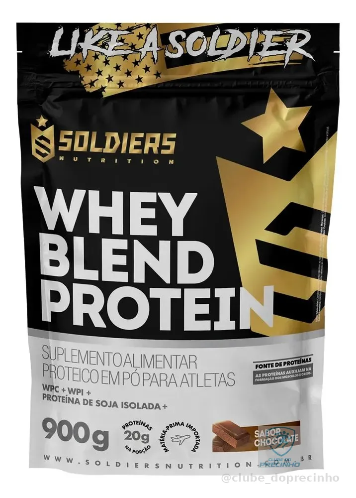 Whey Blend Protein Concentrado e Isolado 900g Sabor Chocolate Soldiers Nutrition