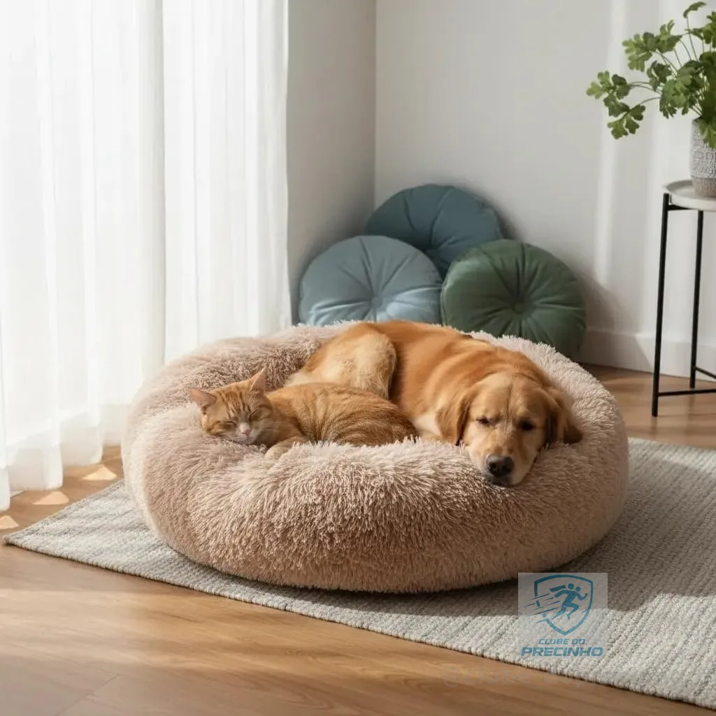 CAMA PET NUVEM O PELUCIA REDONDA G CAMINHA PELUCIADA CASA NINHO Cachorros E Gatos DONUT CASINHA PELUCIA FELPUDA FUNDO ANTIDERRAPANTE QUALIDADE PREMIUM G 60CM (CARAMELO)
