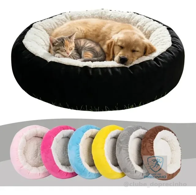 Caminha Pet Redonda Sherpa Peludinha Cães E Gatos Cama Luxo