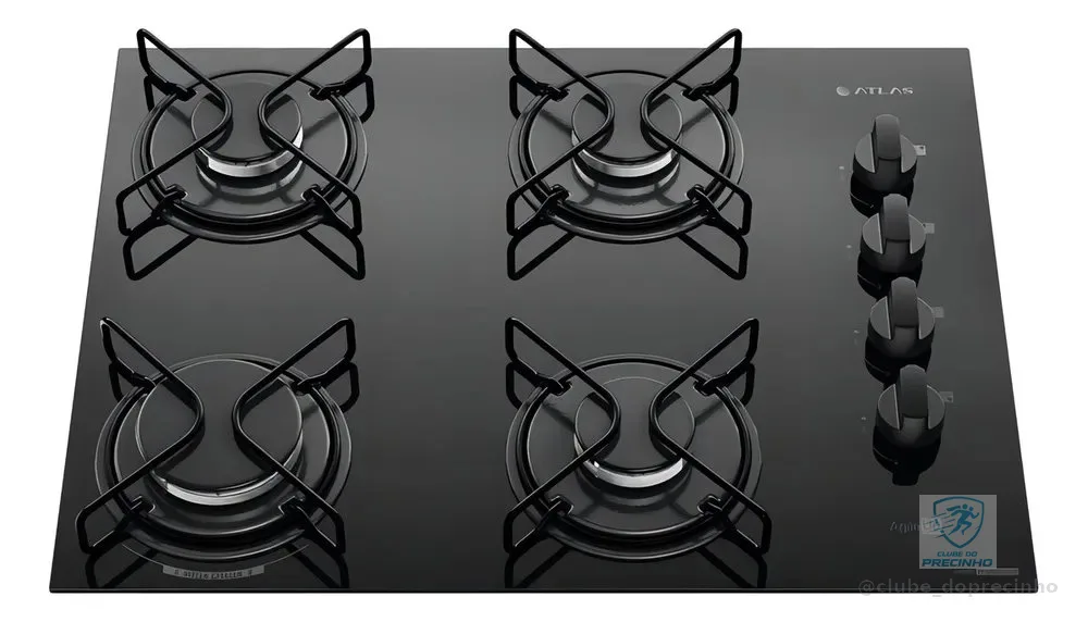 Cooktop 4 Bocas Atlas Agile Up Mesa Vidro Mega Chama Bivolt