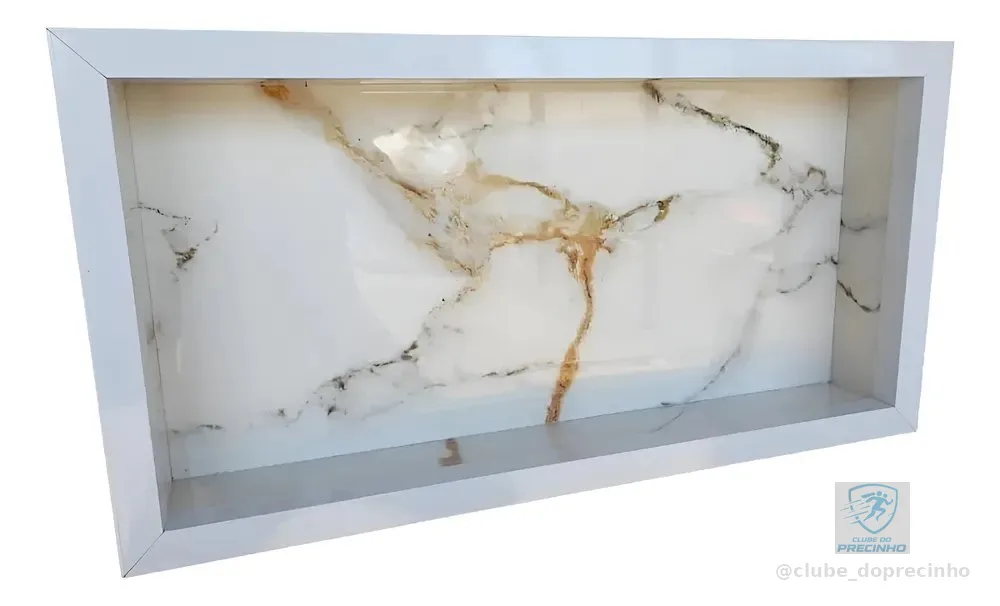 Nicho Porcelanato Banheiro Branco Porta Shampoo Prateleira