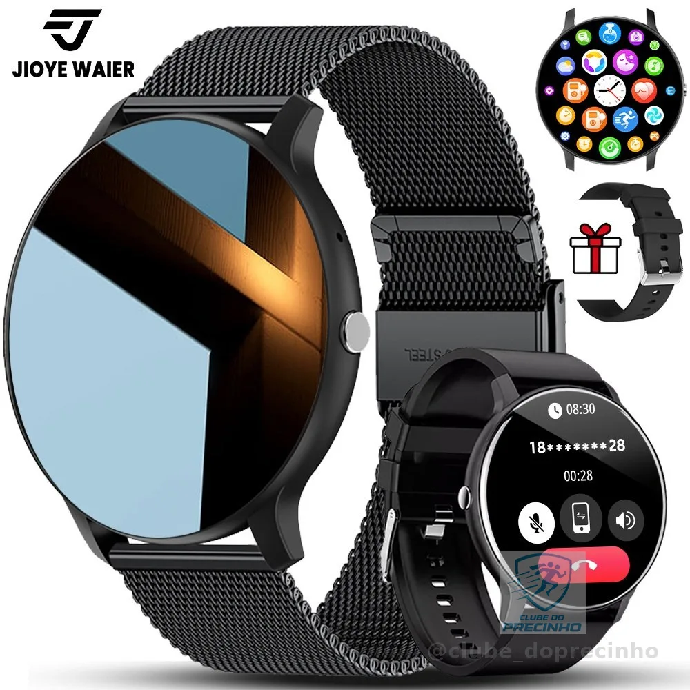 JIOYE Smartwatch Relogio Chamada Bluetooth à Prova d'Água Fitness Esporte Relógio Smartwatch Redondo