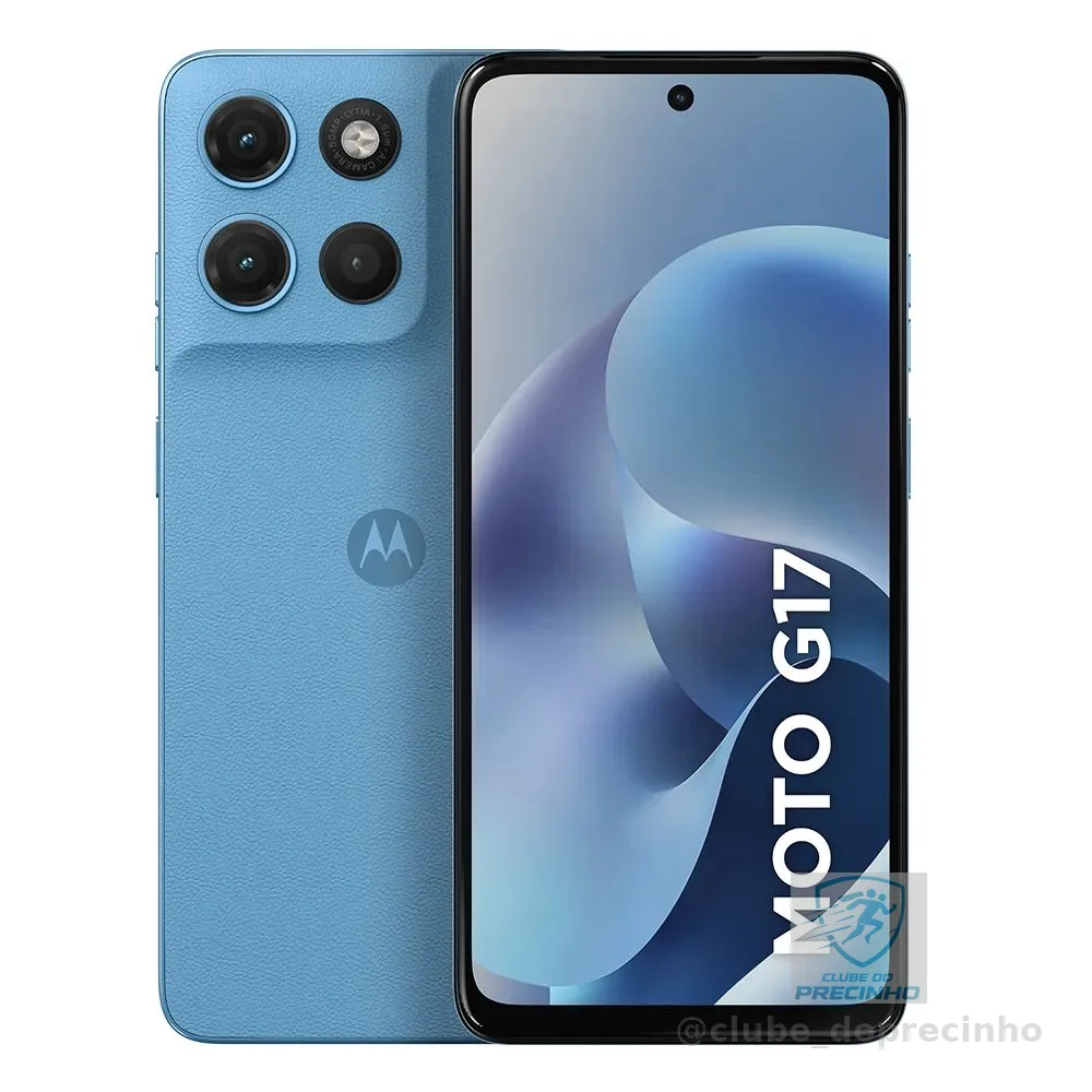 Smartphone Motorola Moto G17 4g - 256gb 12gb (4gb Ram + 8gb Ram Boost), Camera 50mp Sony Lytia 600, Tela Fhd+ 60hz, Bateria 5200 Mah - Azul