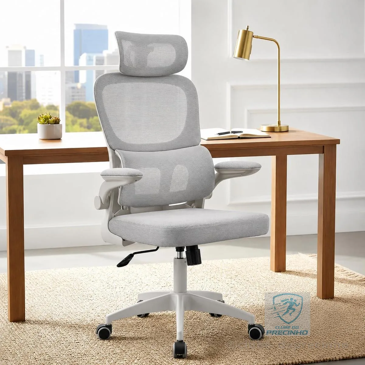 Cadeira de Escritório Almirante C600 Mesh Reclinável Cinza 150Kg
