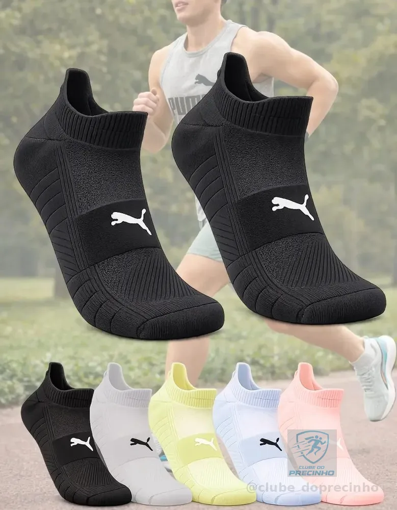Meia Puma Poliamida Esportiva Corrida Dry Academia Soquete Preto G (39-44)