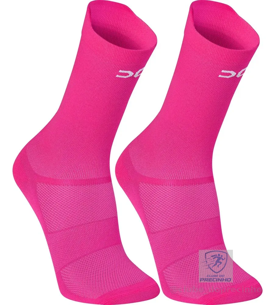 Meia Poliamida Corrida Ciclismo Dry Anti Bolha Compressão Rosa Liso 34-39 Médio