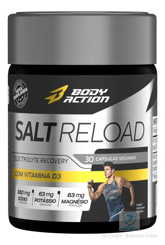 Salt Reload 30 Cápsulas Sal Premium Hidratação - Bodyaction Sabor Sem sabor
