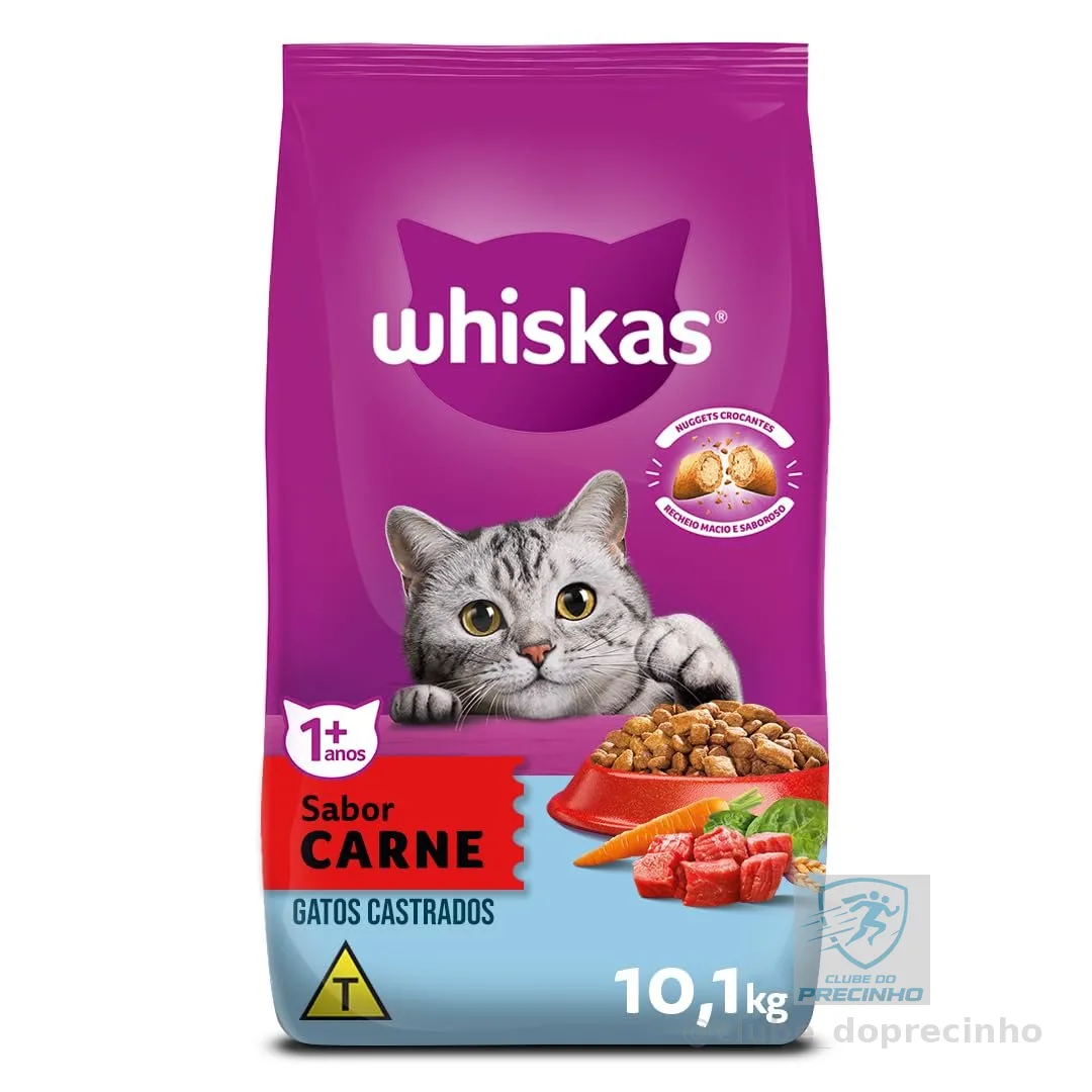 whiskas Ração Whiskas Para Gatos Adultos Castrados Sabor Carne - 10,1Kg