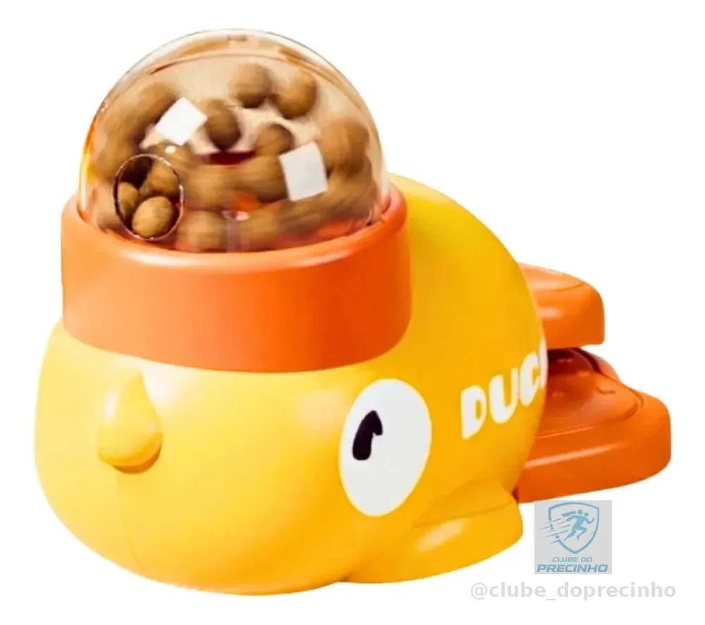 Brinquedo Interativo Pato Comedouro Cães Gatos Anti-estresse Amarelo