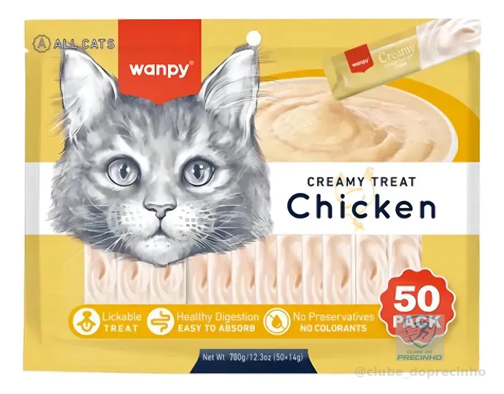 Wanpy Truly Creamy Para Gatos Sabor Frango Com 50un