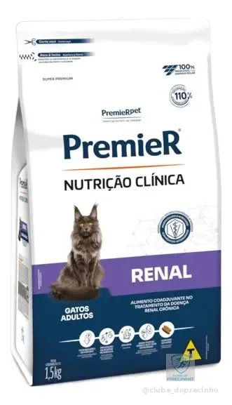 Ração Premier Nutrição Clínica Renal Para Gatos Adultos 1,5 Kg