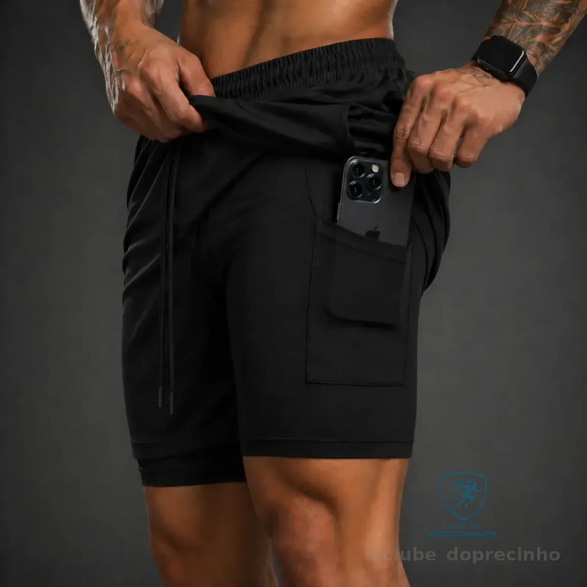 Bermuda Compressão Duplo Masculina 2 Em 1 Short Academia