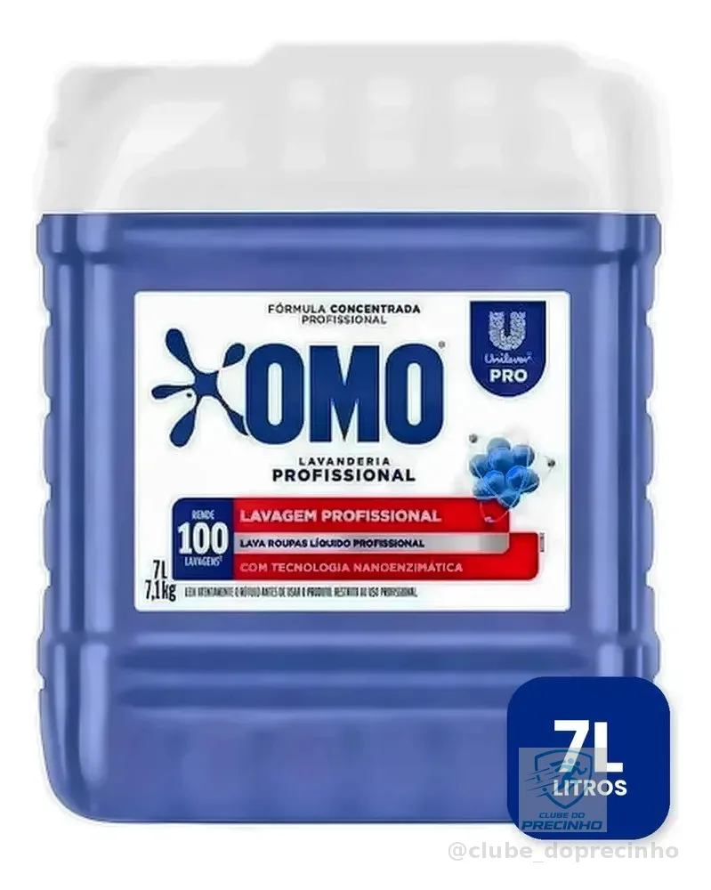 Lava Roupas Líquido Omo Lavanderia Profissional Lavagem 7 L