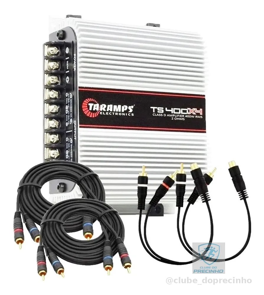 Amplificador Taramps Ts400 Com Kit Rca E Y Para Instalação