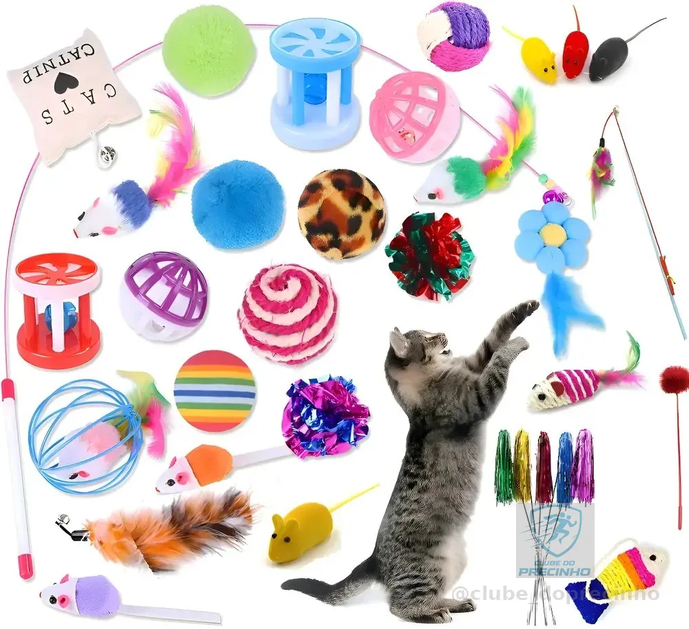 Kit 8 Brinquedos Interativos Para Gato Com Varinha Diversão