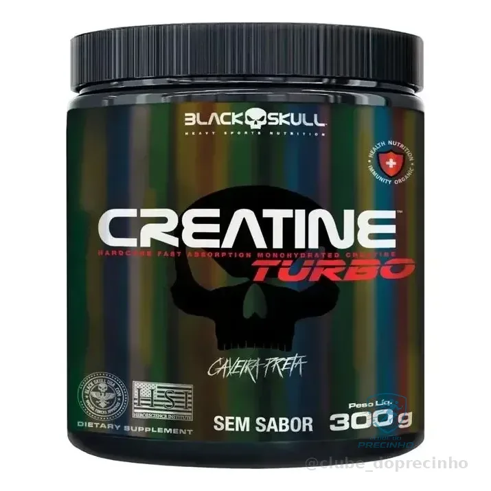Suplemento Em Pó Black Skull Creatine Turbo Sem Sabor 300g