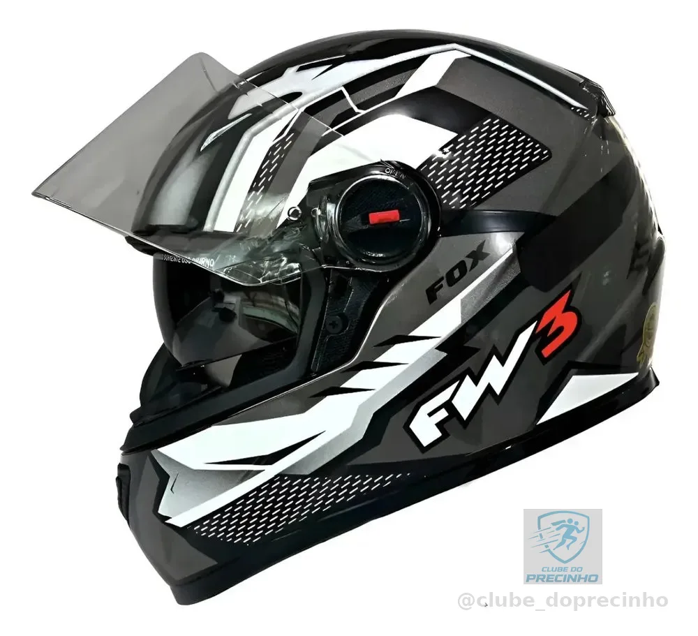 Capacete para moto Fw3 gtx fox com viseira solar grafite brilhante tamanho 58