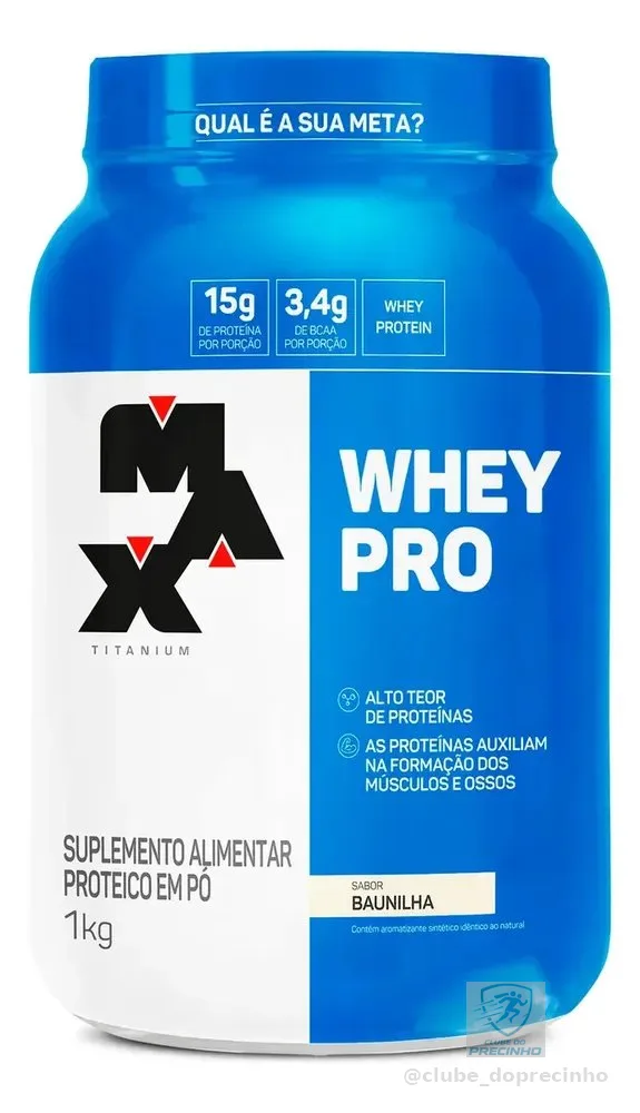 Whey Protein 1kg Whey Pro Max Titanium Sabor Baunilha BCAA e Aminoácidos