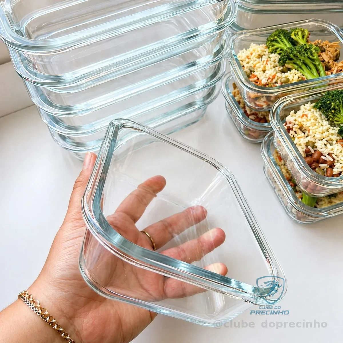 Pote De Vidro Marmita Kit Com 10 Potes Hermético Tamanho Grande 640ml Vedação Total Potes Para Quentinha Marmita Fitness Vai A Forno Microondas E Freezer Marca Mulltx Branco