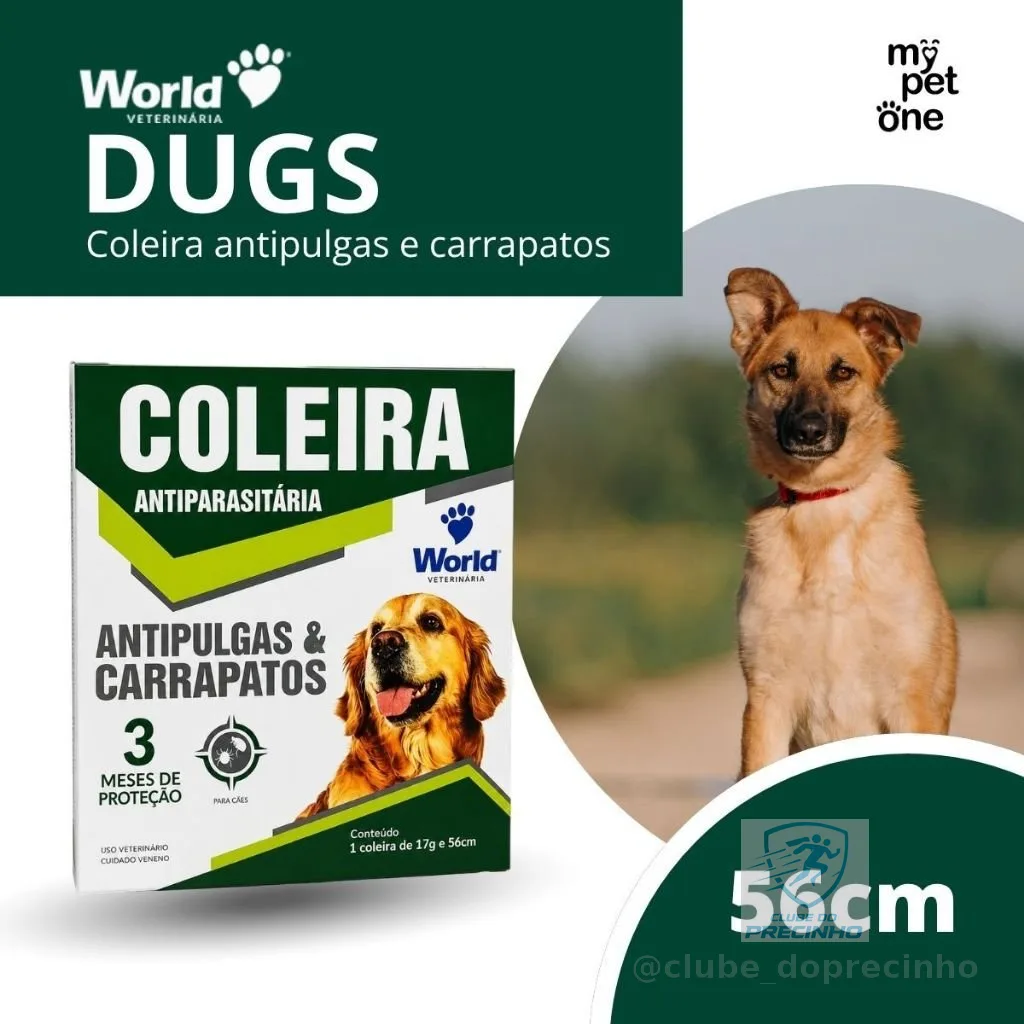 Coleira World Dug's 17g Antipulgas para Cães - 56cm