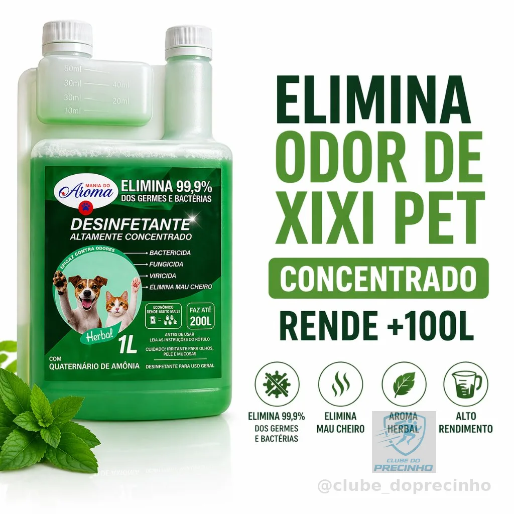 DESINFETANTE HERBAL PET CONCENTRADO 1L ELIMINA ODOR XIXI BACTERICIDA